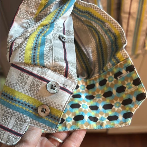 ROBERT GRAHAM Men's Multicolor Striped Long Sleeve Button Down Shirt - Size M - Picture 5 of 6